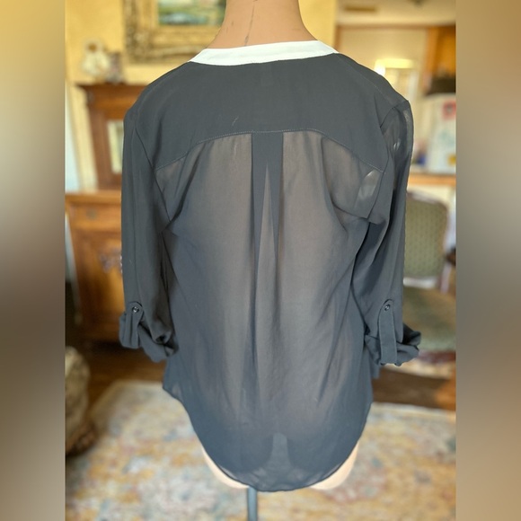 ASOS Black & White Sheer Blouse - Picture 4 of 5